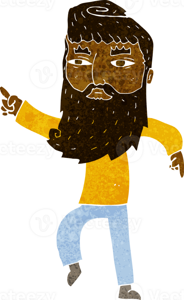 cartoon bearded man pointing the way png