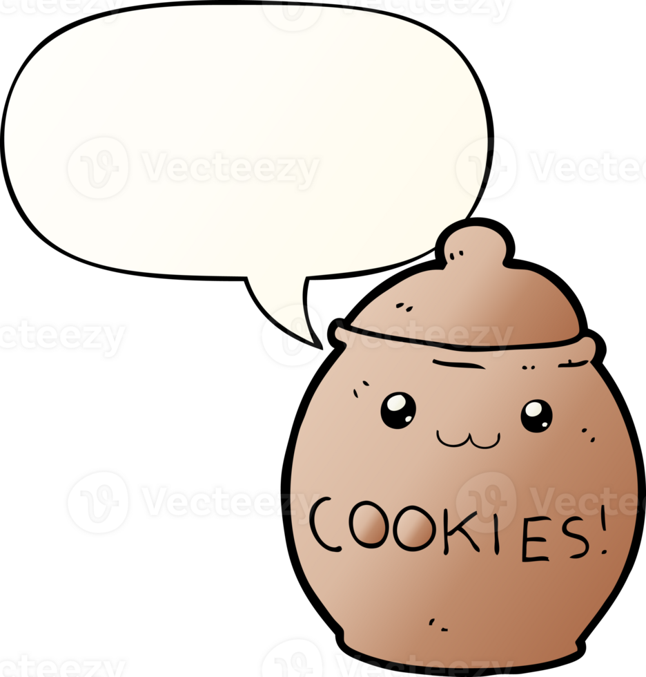 cartoon cookie jar with speech bubble in smooth gradient style png