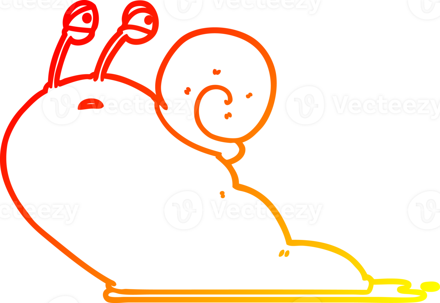 warm gradient line drawing of a cartoon slug png
