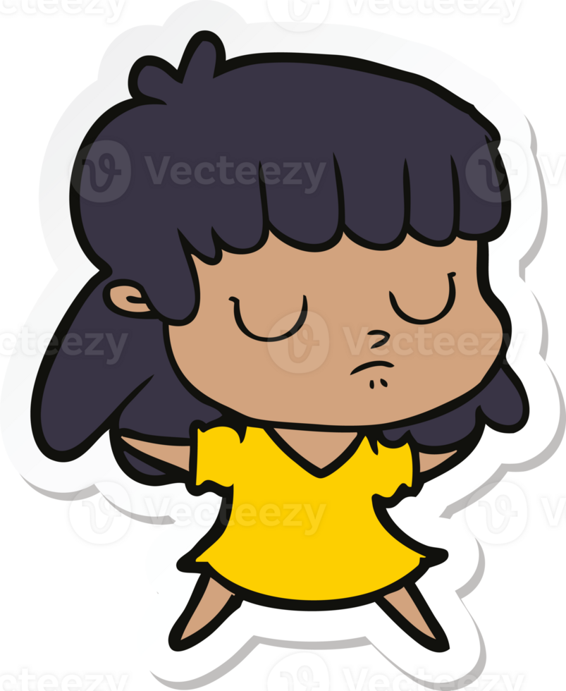 sticker of a cartoon indifferent woman png