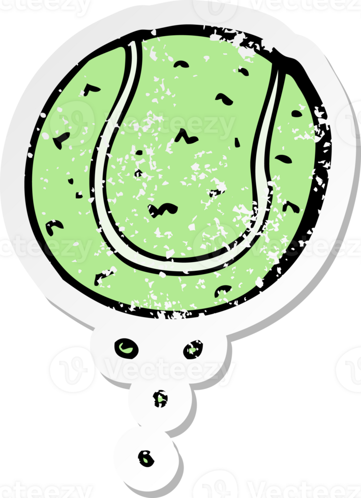 retro distressed sticker of a cartoon tennis ball png
