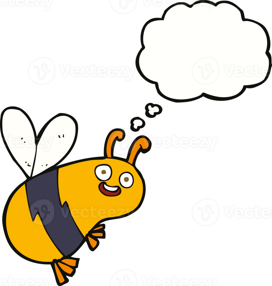 funny cartoon bee with thought bubble png