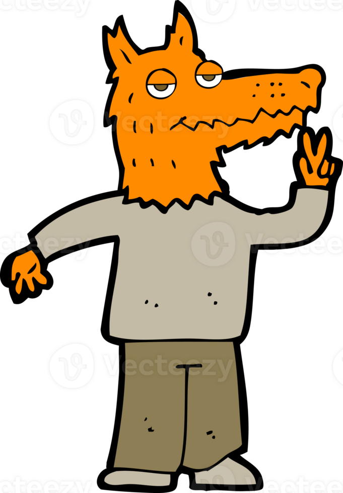 cartoon happy fox man png