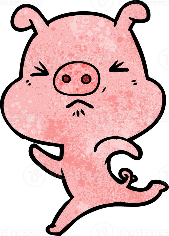 cartoon annoyed pig running png