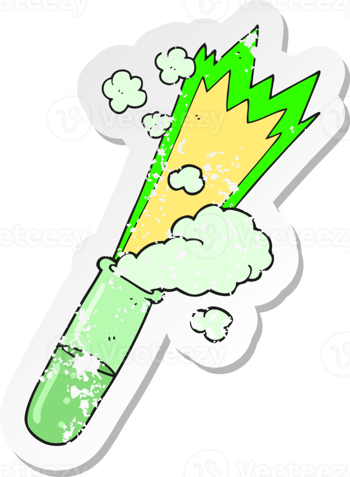 retro distressed sticker of a cartoon science test tube png