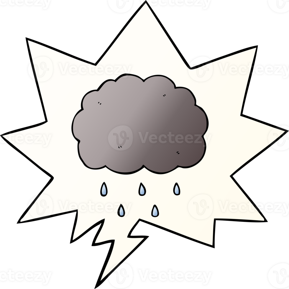 cartoon cloud raining with speech bubble in smooth gradient style png