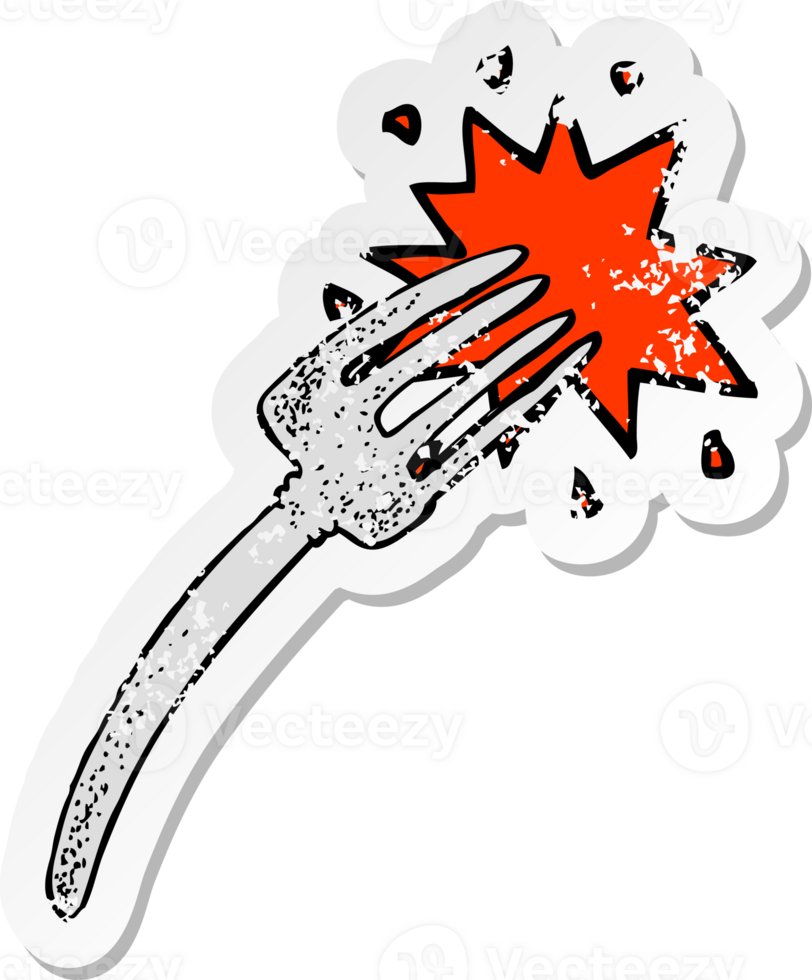 retro distressed sticker of a cartoon fork png
