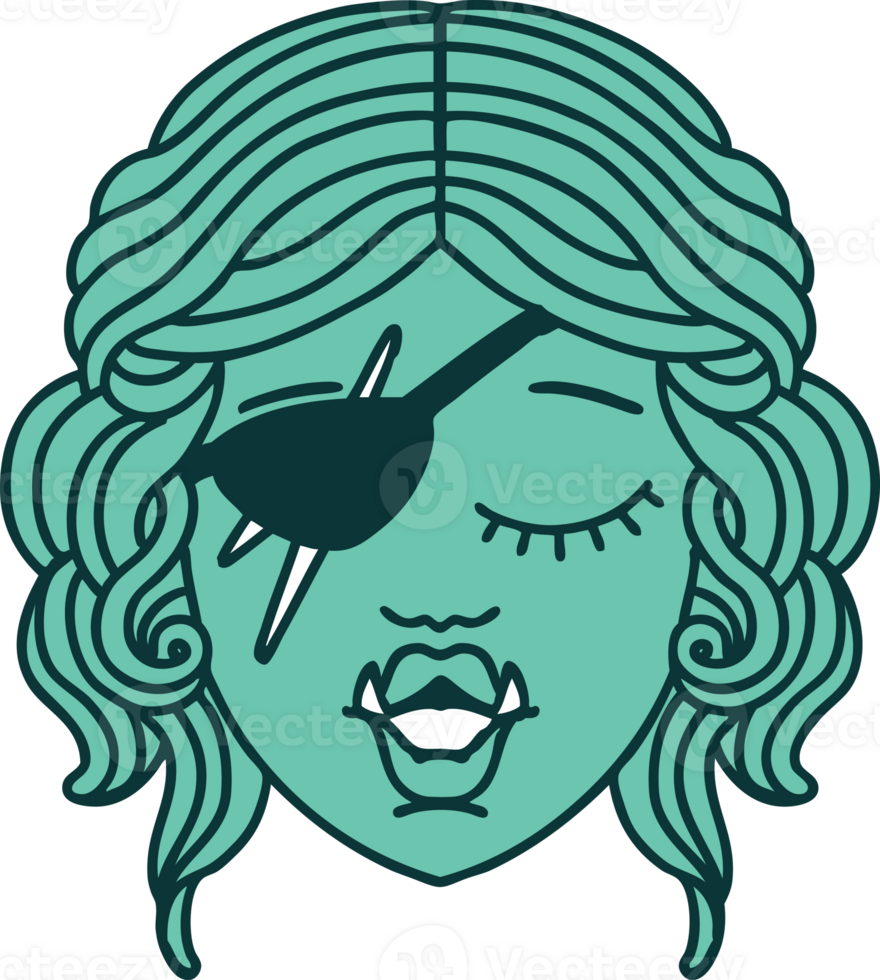 Retro Tattoo Style orc rogue character face png