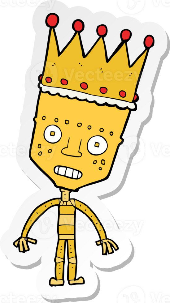 sticker of a cartoon robot with crown png