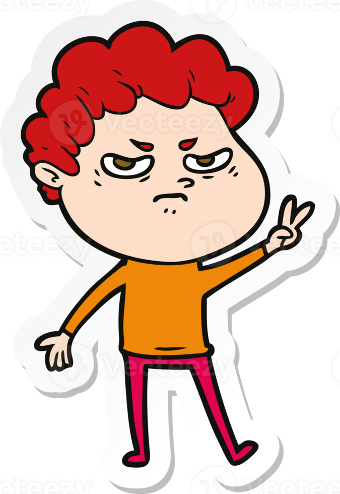 sticker of a cartoon angry man png