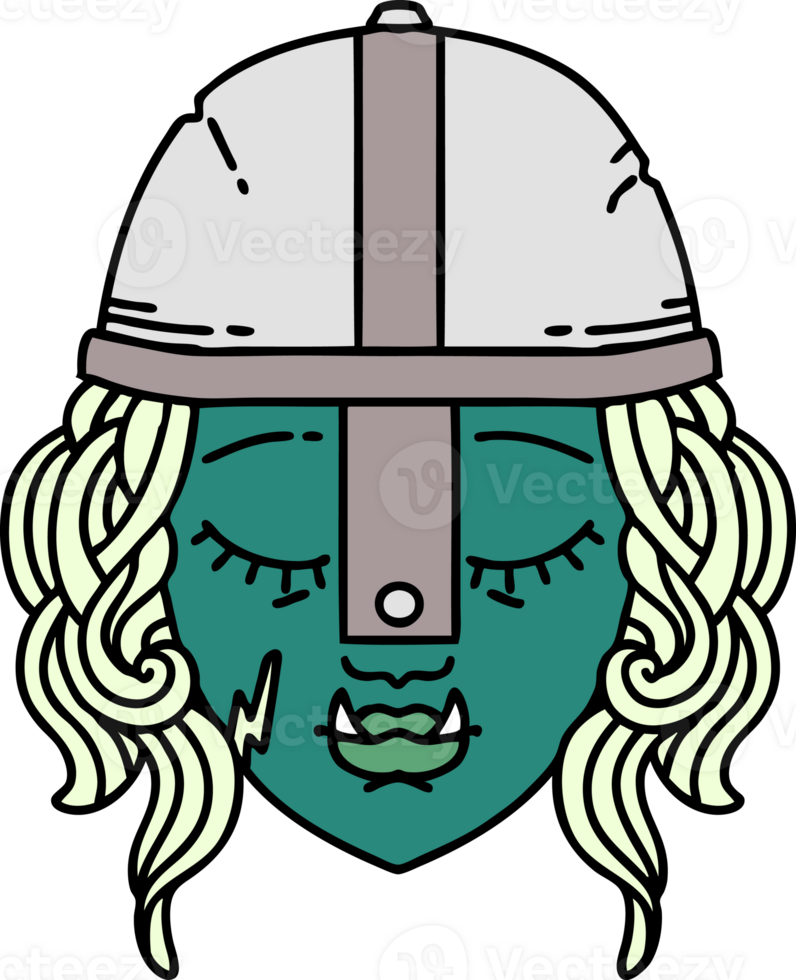 Retro Tattoo Style orc fighter character face png