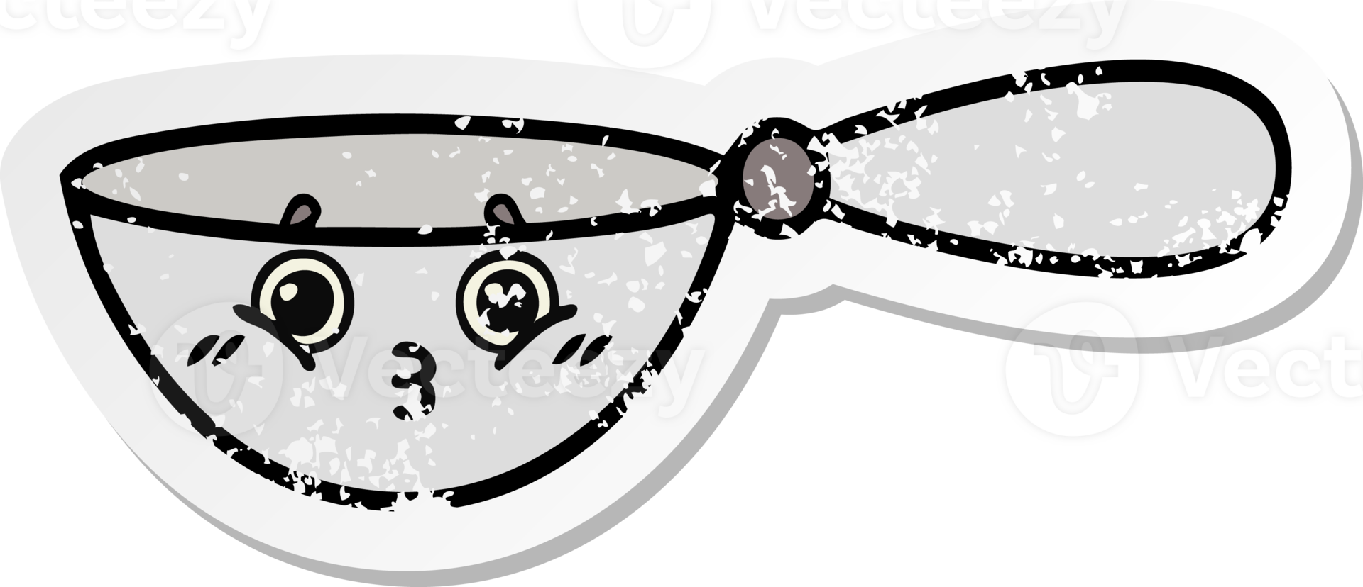 distressed sticker of a cute cartoon measuring spoon png