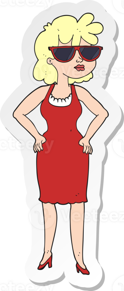 sticker of a cartoon woman wearing sunglasses png