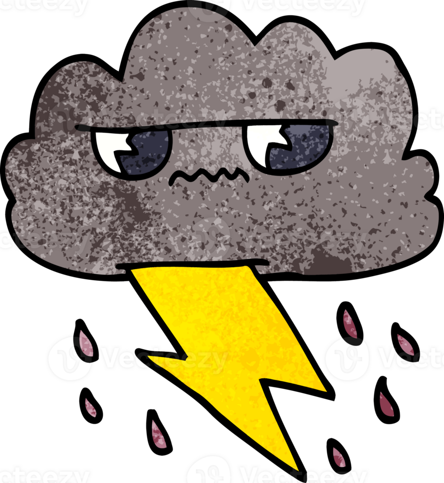 cartoon doodle angry storm cloud png