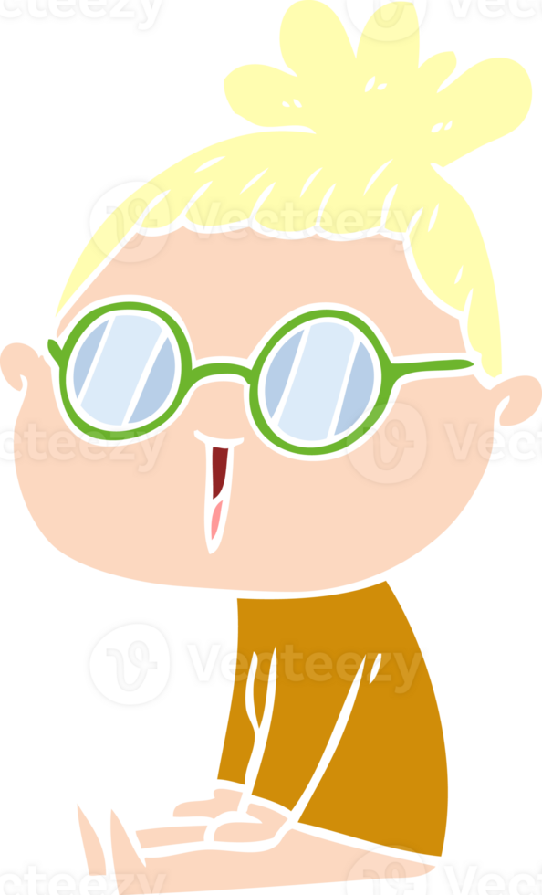 flat color style cartoon woman wearing spectacles png