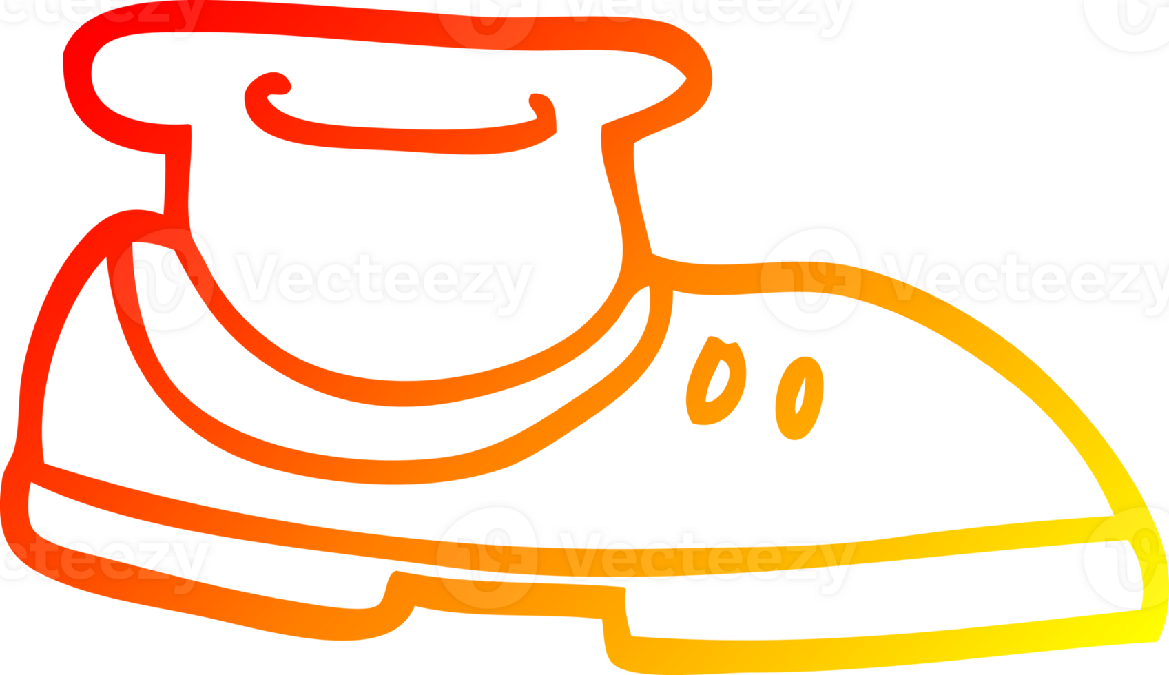 warm gradient line drawing of a cartoon shoe with sock png