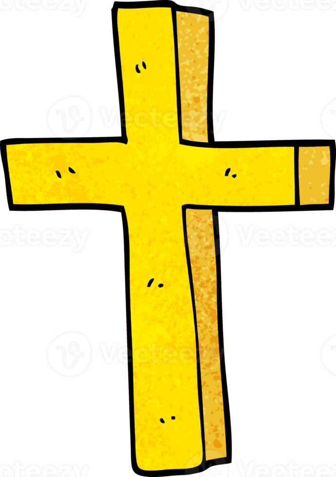 cartoon doodle of a gold cross png