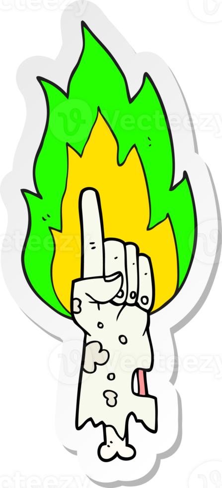 sticker of a cartoon pointing zombie hand png