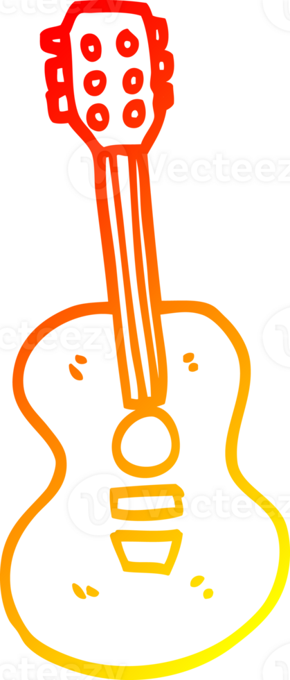 warm gradient line drawing of a cartoon old guitar png