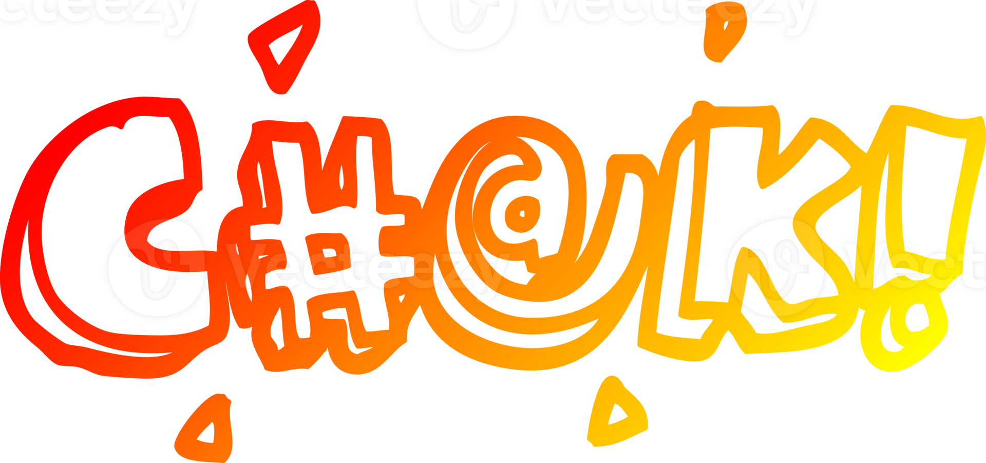 warm gradient line drawing of a cartoon swear word png