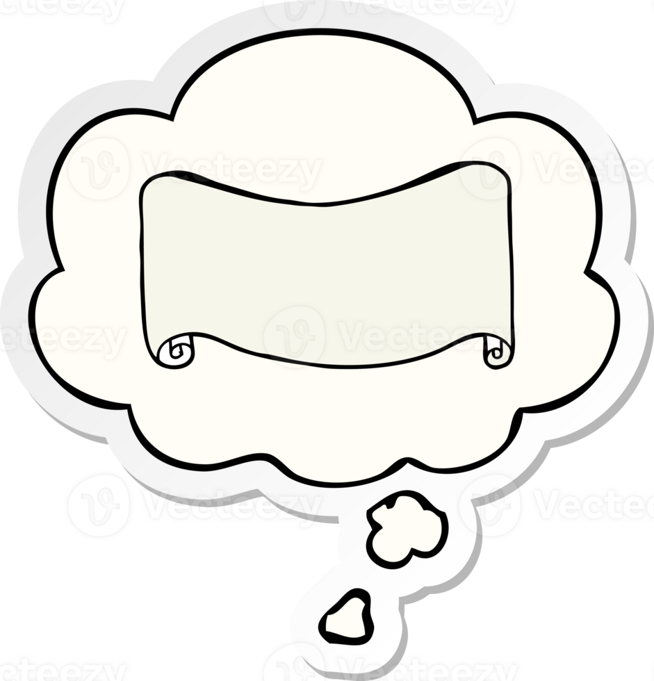 cartoon banner with thought bubble as a printed sticker png