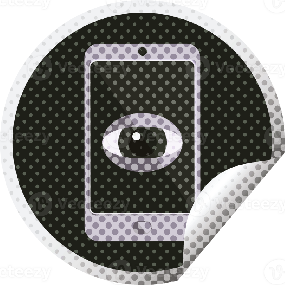 cell phone watching you graphic   illustration circular sticker png