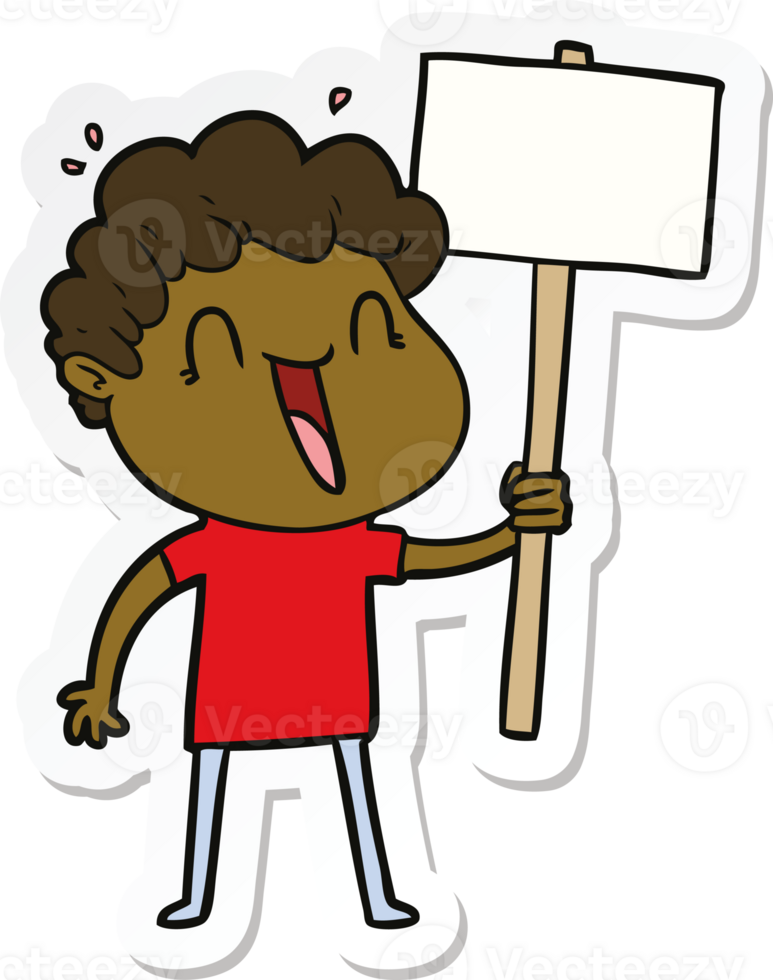 sticker of a cartoon happy man png