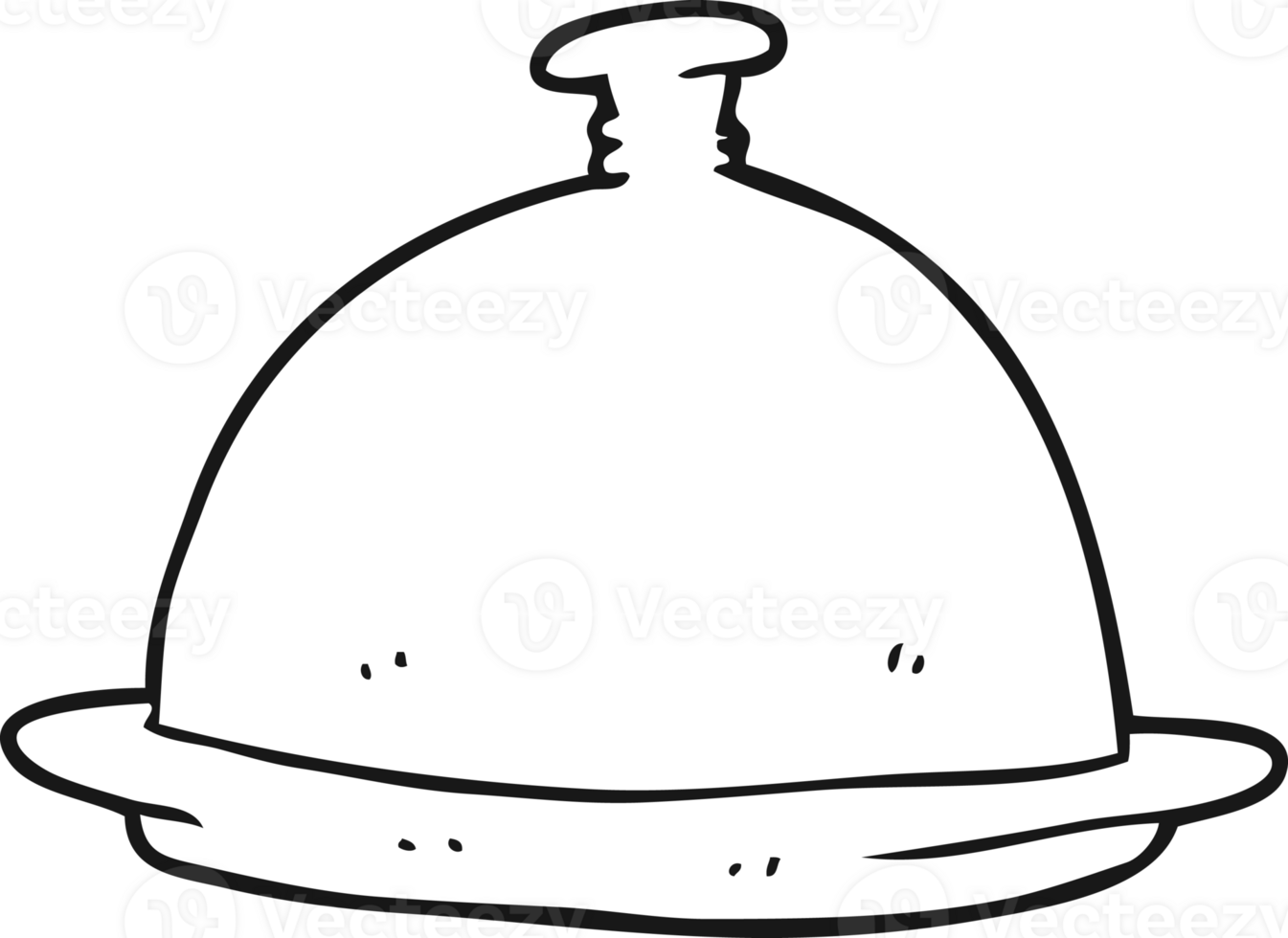 hand drawn black and white cartoon dinner service png