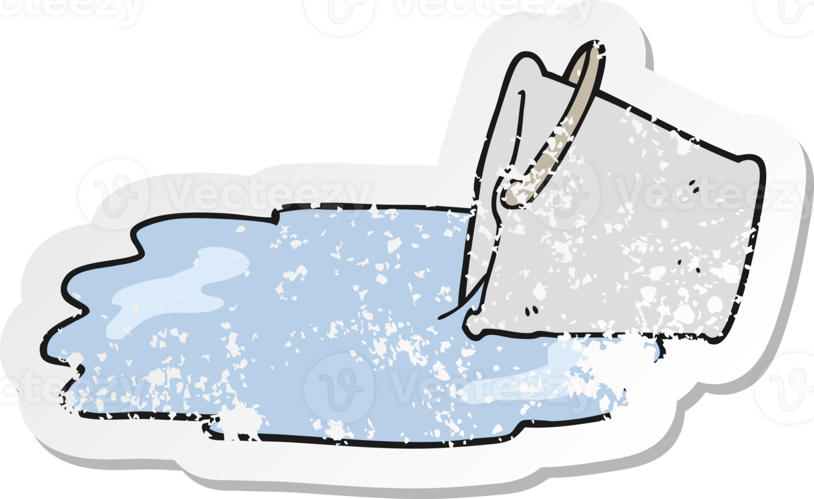 retro distressed sticker of a cartoon spilled bucket png