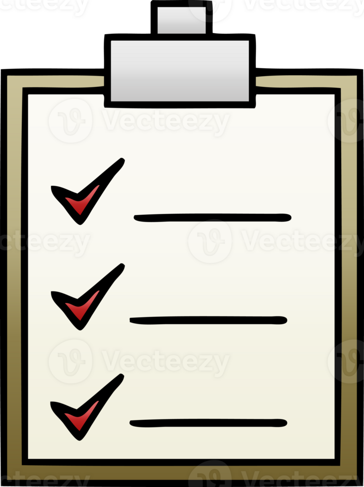 gradient shaded cartoon of a check list png