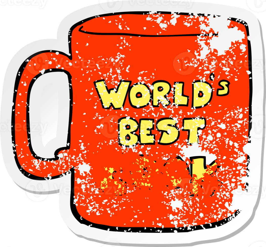 distressed sticker of a worlds best cook mug png