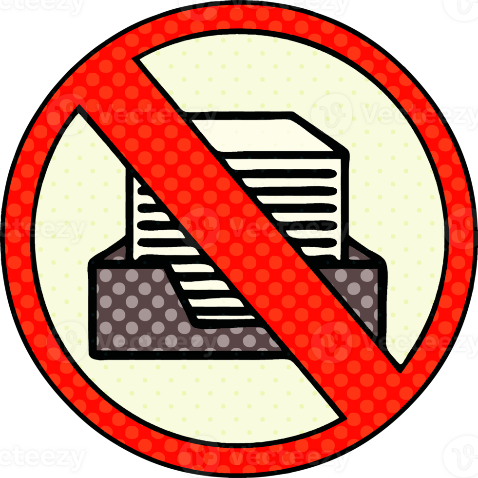 comic book style cartoon of a paperless office symbol png