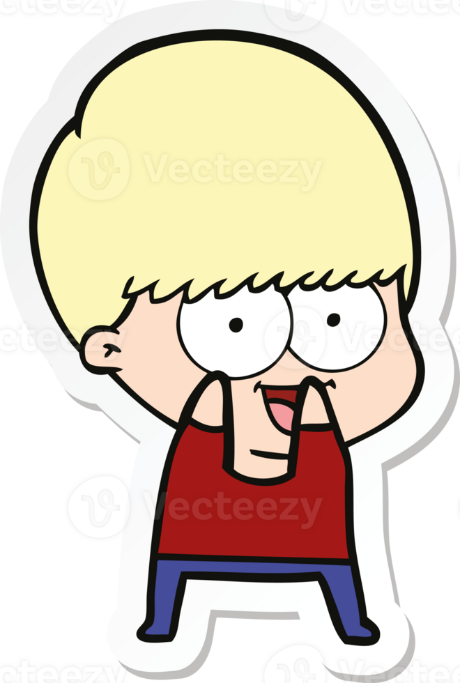 sticker of a happy cartoon boy png