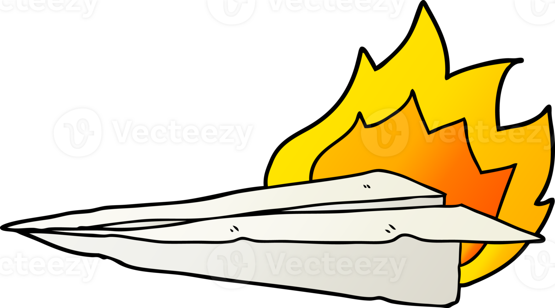 cartoon burning paper airplane png