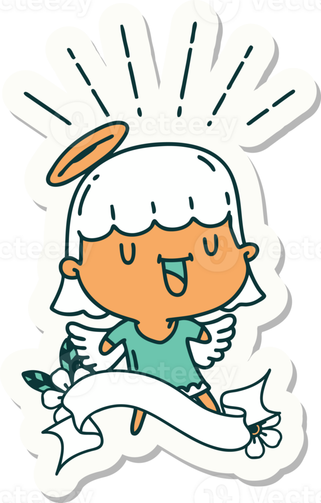 sticker of a tattoo style singing angel png