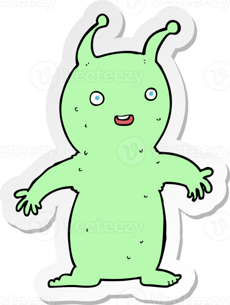 sticker of a cartoon happy little alien png