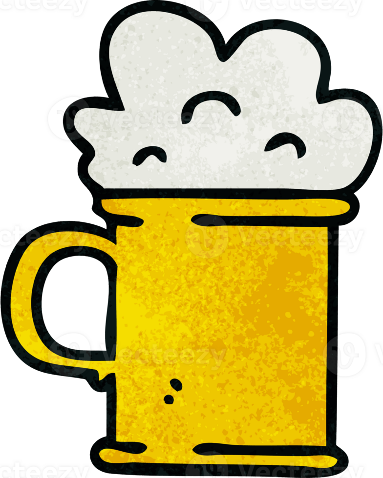hand drawn quirky cartoon tankard of beer png
