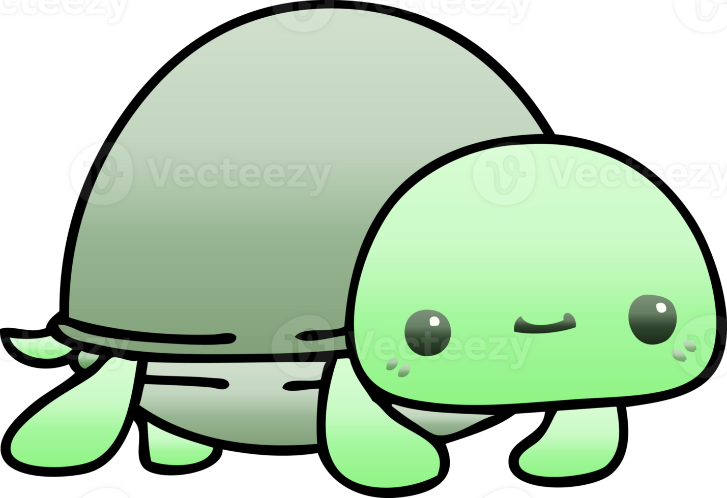 gradient shaded quirky cartoon turtle png