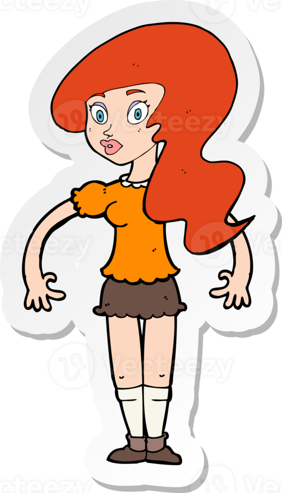 sticker of a cartoon pretty woman png