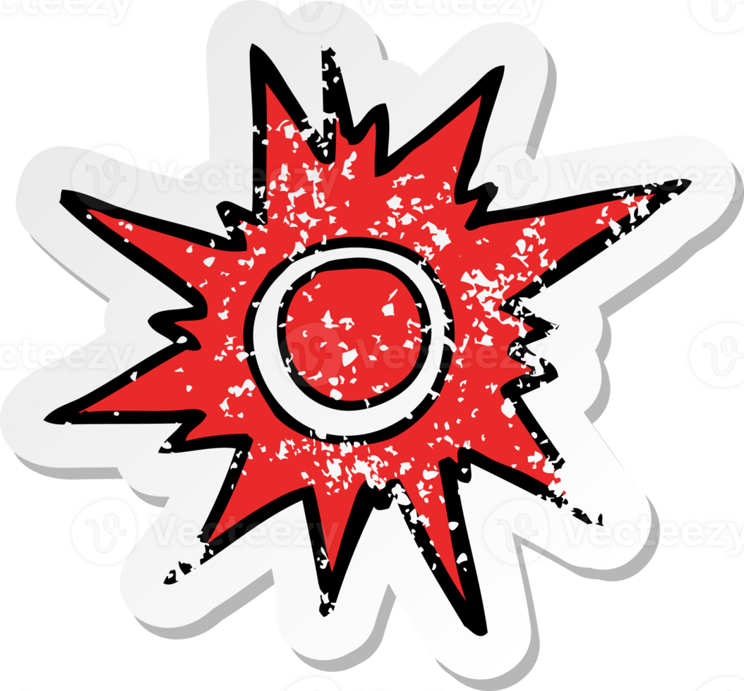 retro distressed sticker of a cartoon push button png