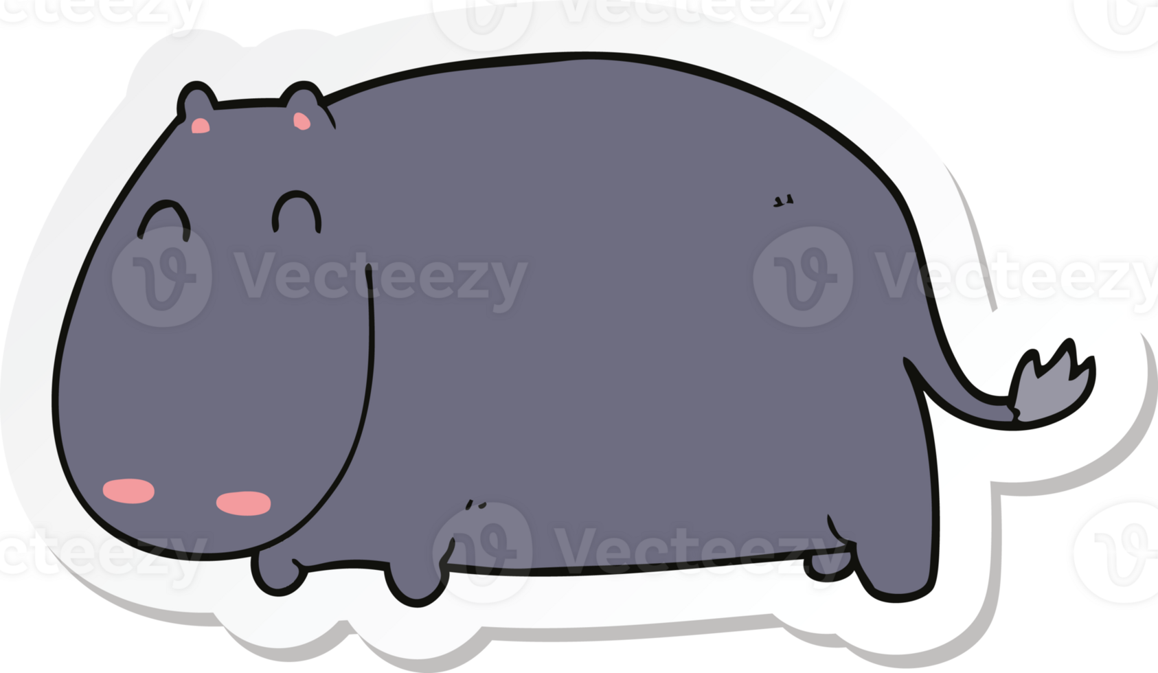 sticker of a cartoon hippo png