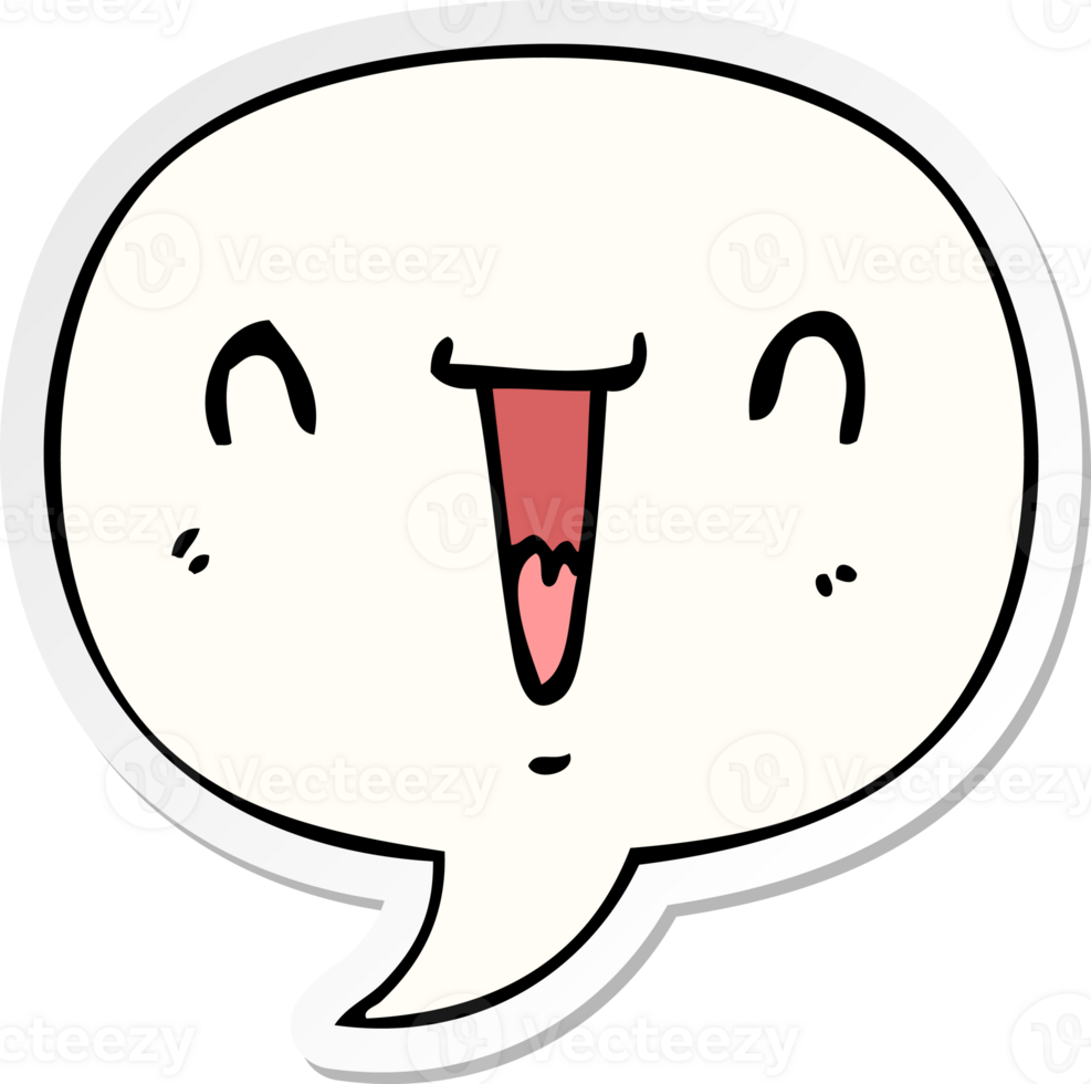 cute happy cartoon face with speech bubble sticker png