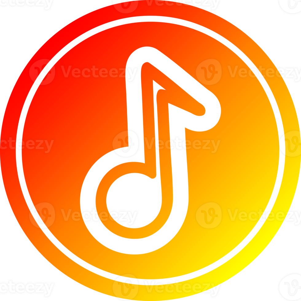 musical note circular icon with warm gradient finish png