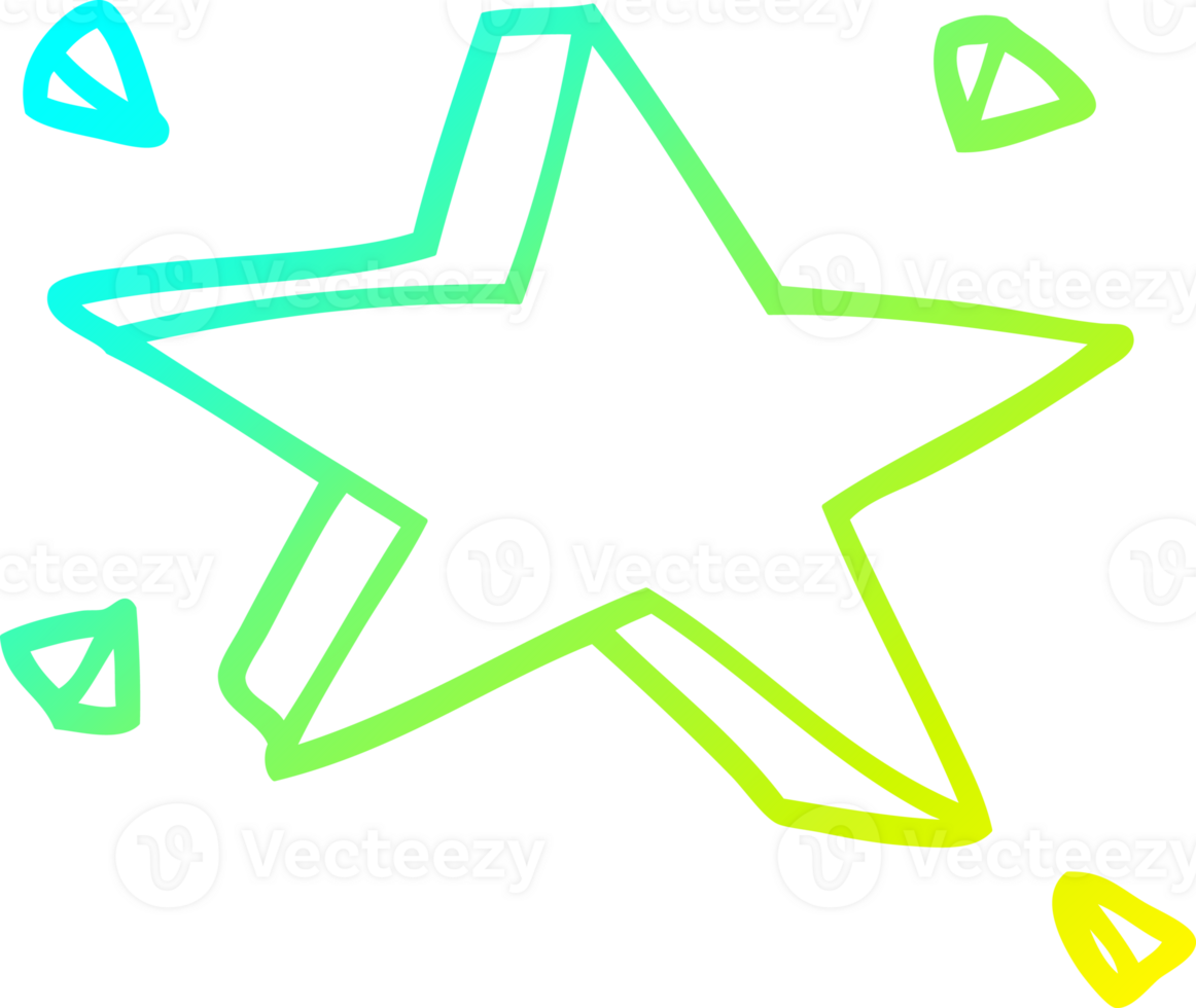 cold gradient line drawing of a cartoon star png