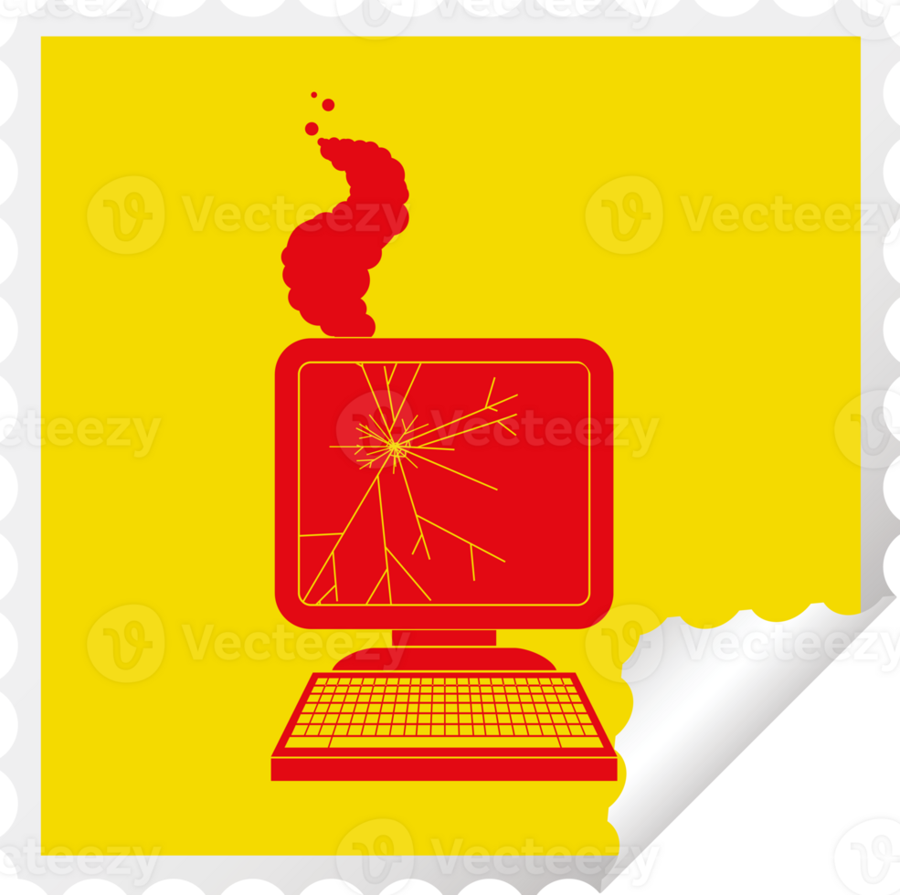 broken computer graphic square peeling sticker png