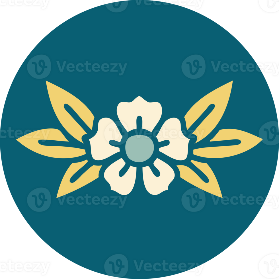 iconic tattoo style image of a flower png