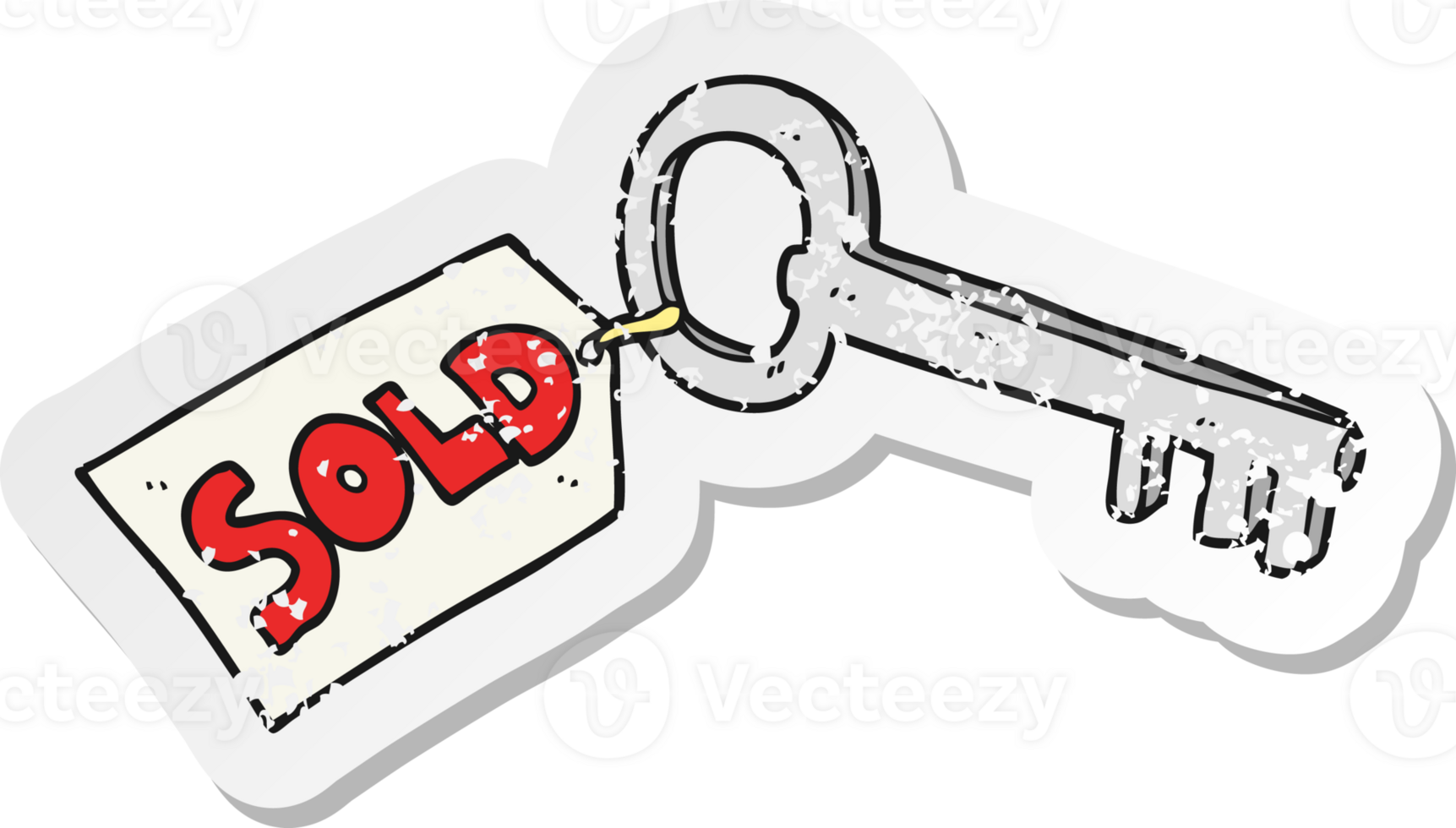 retro distressed sticker of a cartoon new house key png
