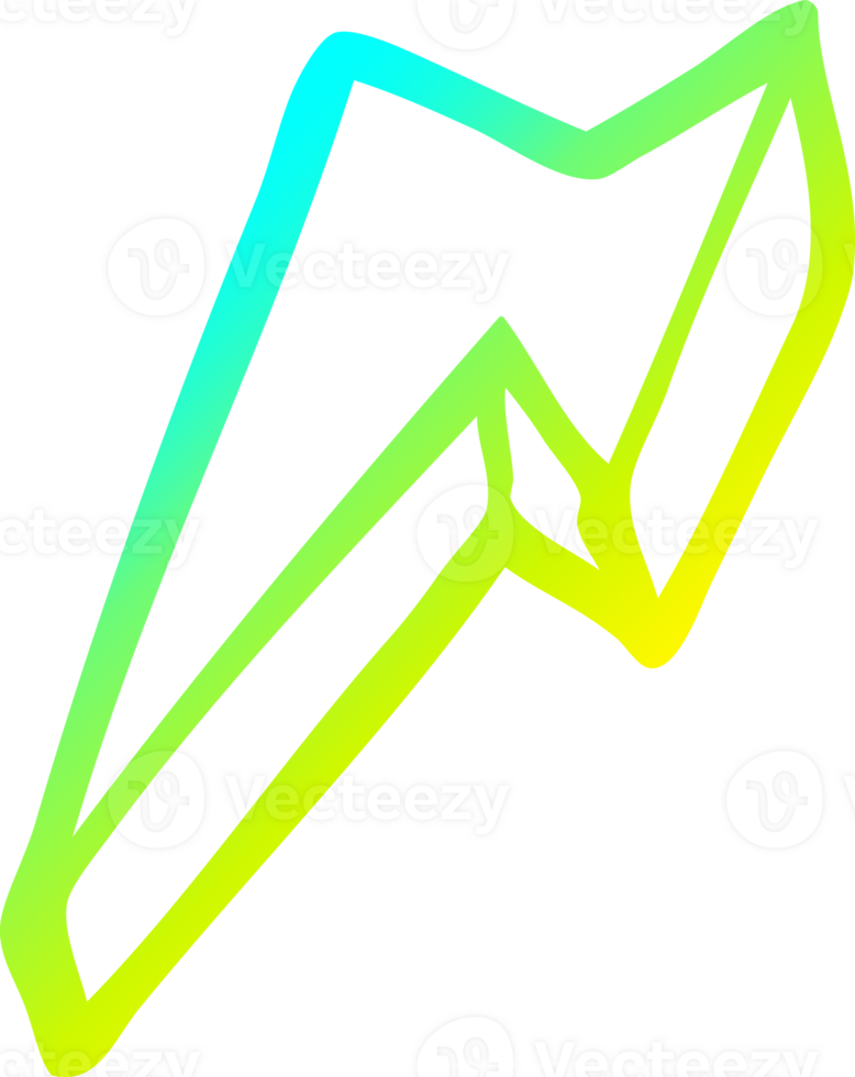 cold gradient line drawing of a cartoon decorative lightning bolt png
