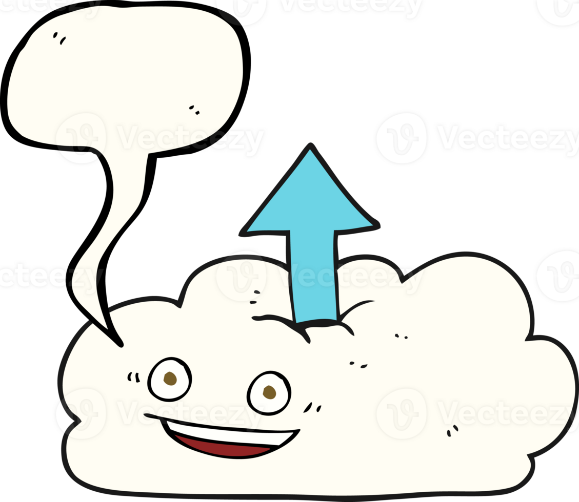 hand drawn speech bubble cartoon upload to the cloud png