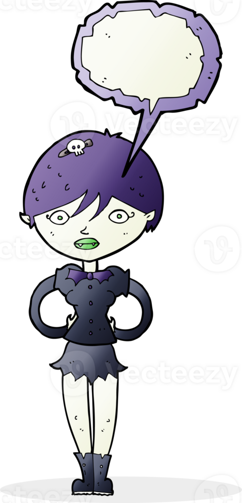 cartoon pretty vampire girl with speech bubble png